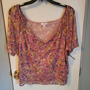 NWT BP. Floral Square Neck Blouse